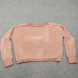 Design Lab Lord & Taylor Sweater Womens Small Pink Striped Chenille Pullover